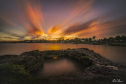 Fine art photograph sunset seascape natural reef pool Barbados by Andre Donawa