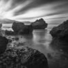 Fine art black and long exposure photograph of Bathsheba, Barbados by Andre Donawa