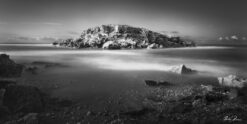 Fine art black and white photograph of Culpepper Island, Barbados by Andre Donawa.